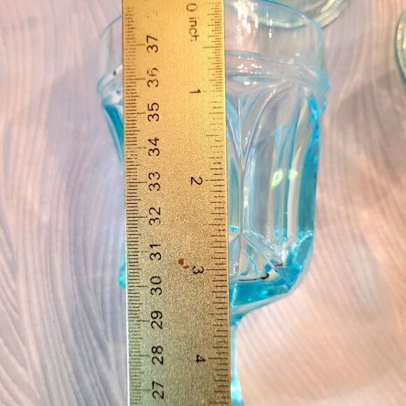Vintage Pristine Set of 4 Anchor Hocking Aquamarine Pedestal 6" Wine Glasses - Picture 4 of 8